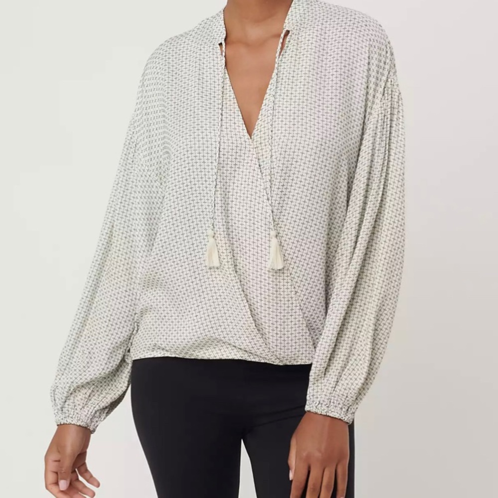 Lou & Grey • Black & White ‘X’ Top with Tassels